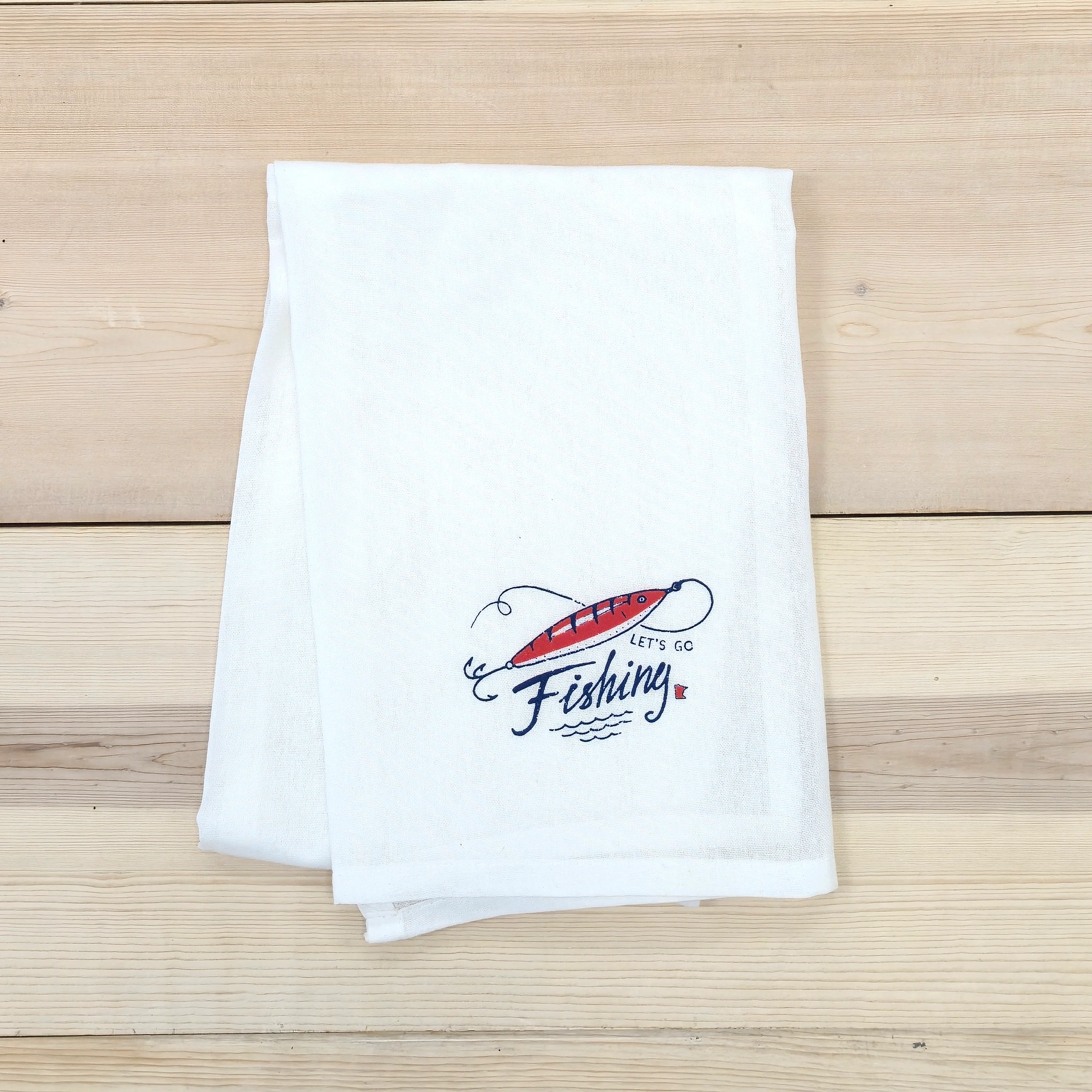 Let's Go Fishing Tea Towel