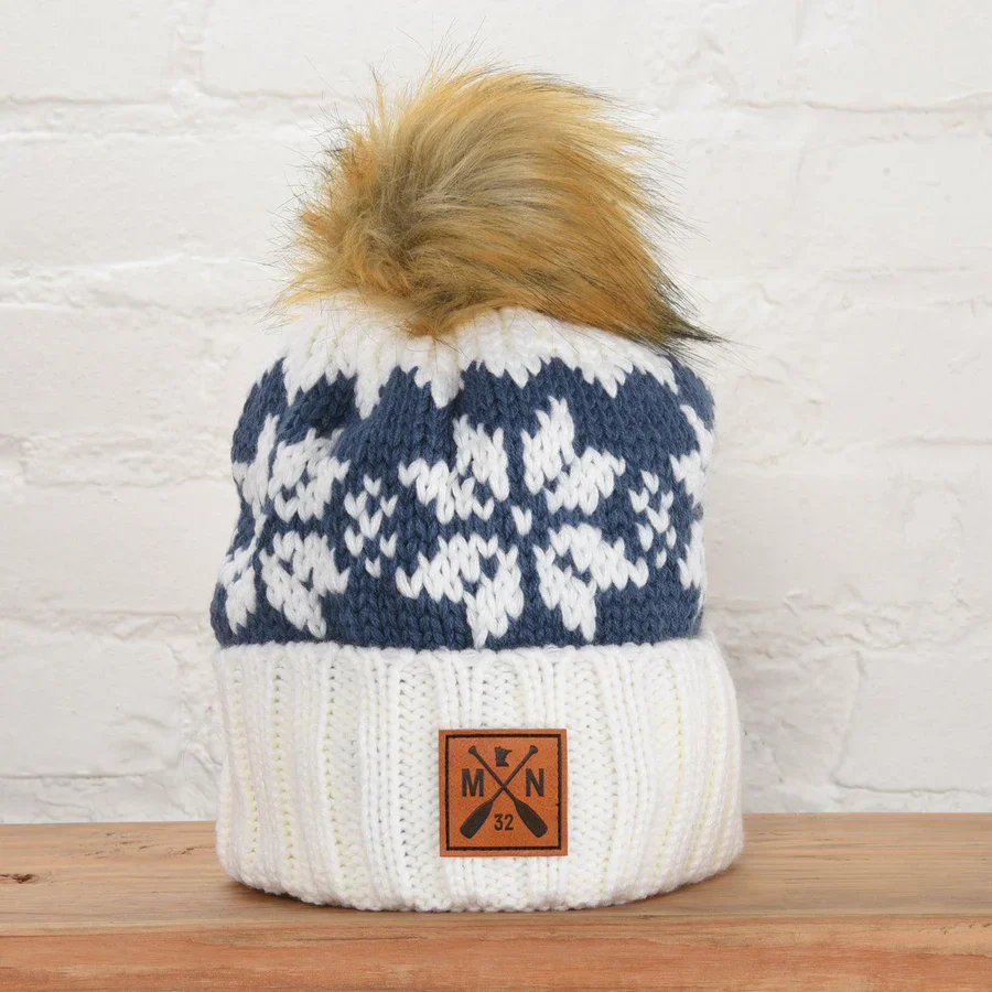 Snowflake Beanie - Ivory/Blue