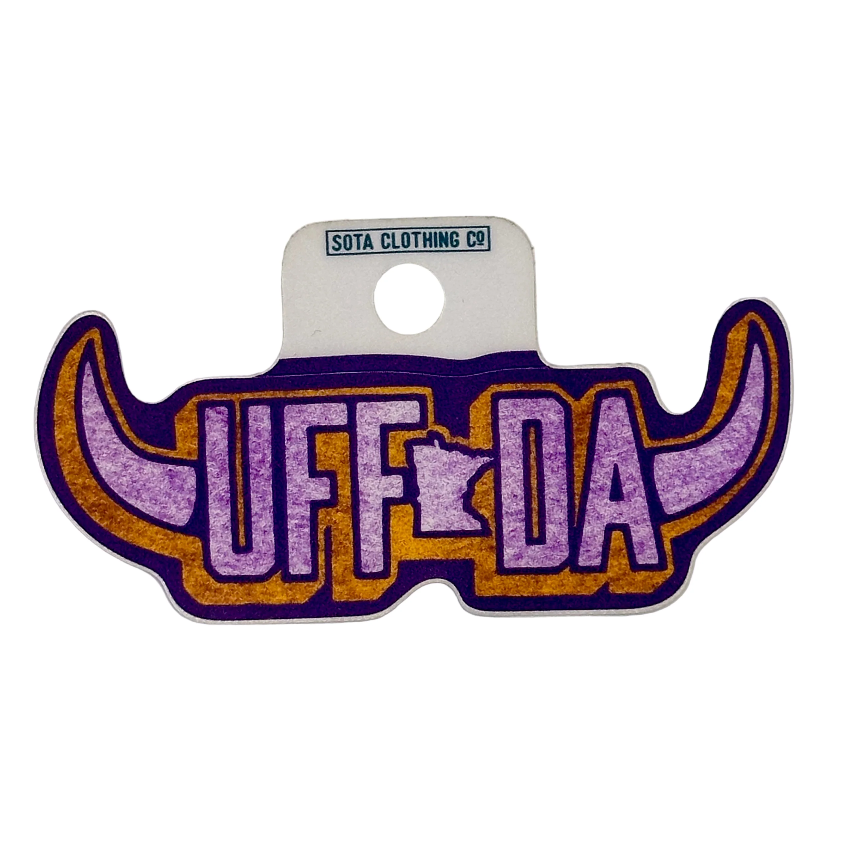 Uff Da Horns Sticker - Purple/White/Gold