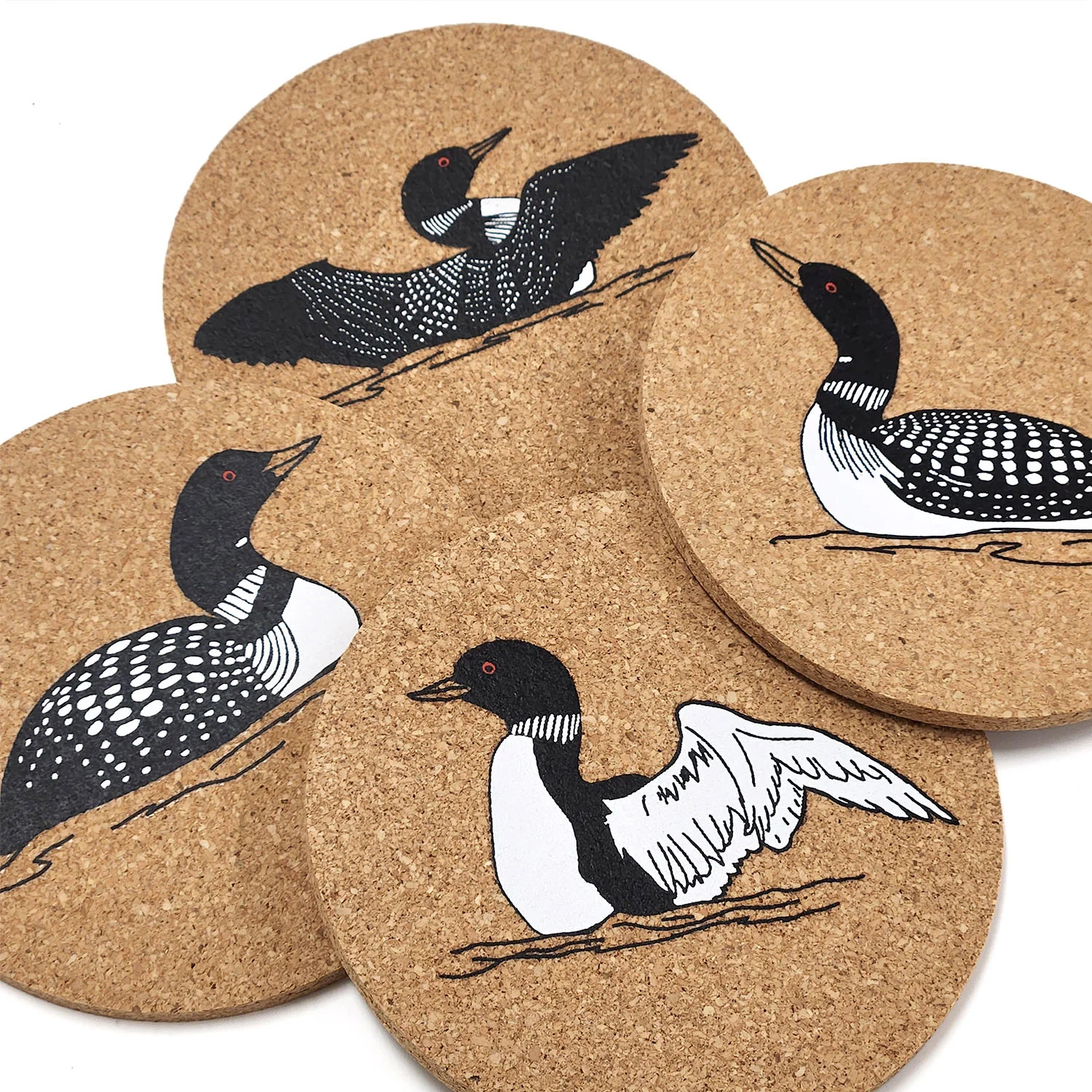 Water Dance Loon Cork Coaster Set - Image 3