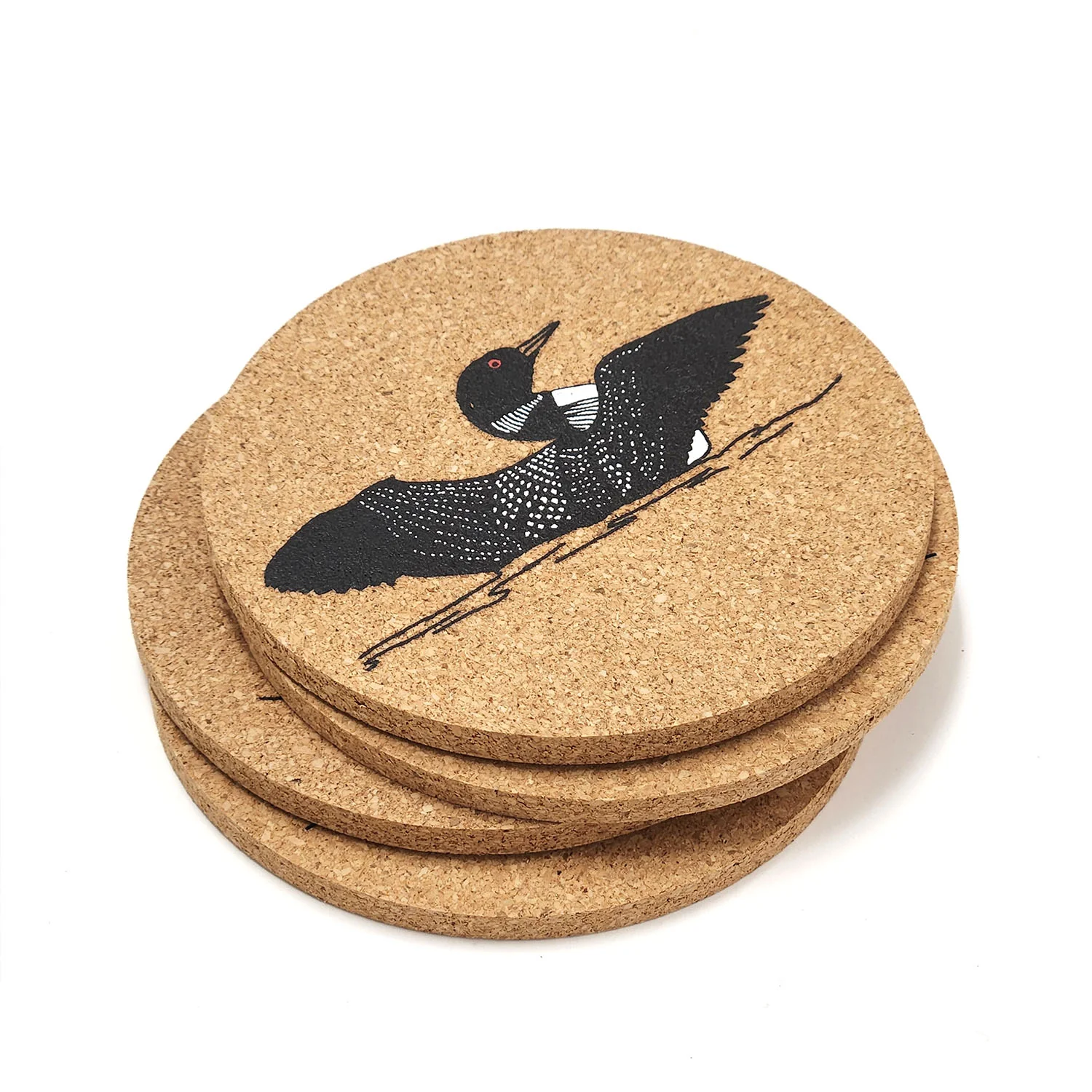 Water Dance Loon Cork Coaster Set - Image 4